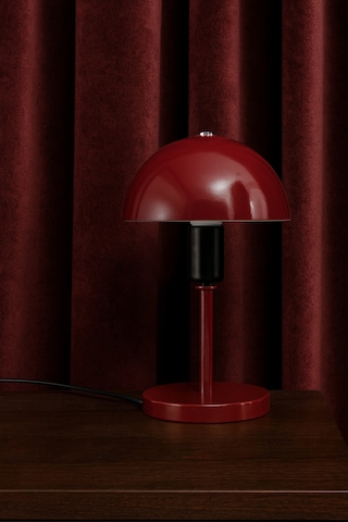 Modern Bordo Metal Masa Lambası Mantar Başlıklı Dekoratif Masa Ve Komodin Lambası Bordo