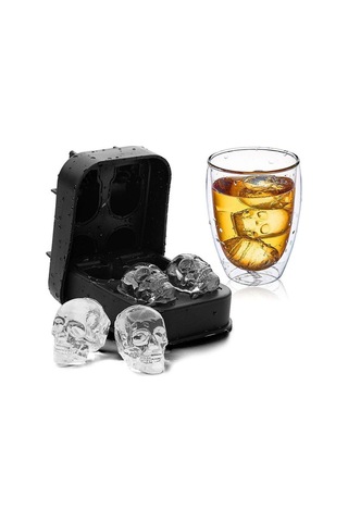 Venturemart Kırmızı Stil Buz Yapım Makinesi Dıy Yaratıcı Silikon Tabanca Mermi Kafatası Şekli Tepsi