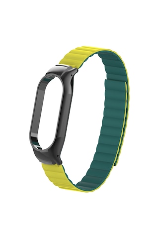 Xiaomi Mi Band 7 Uyumlu Krd-69 Nrtk Kordon-koyu Yeşil-sarı