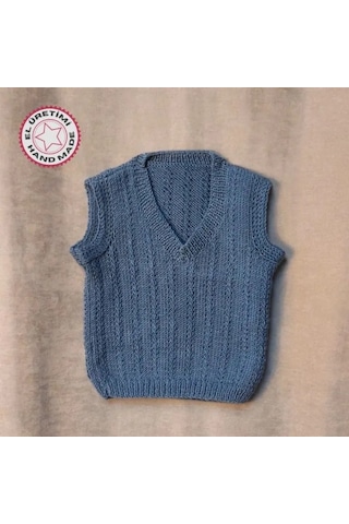 Uretti - Talia 8659 - 8748 El Örgüsü Mavi Erkek Çocuk Süveter - 2 Yaş Mavi