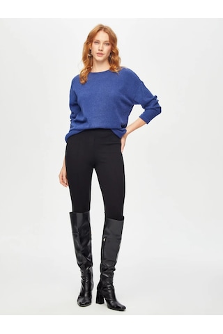 Faik Sönmez Triko Görünümlü Kadın Sweatshirt 69154 İndigo