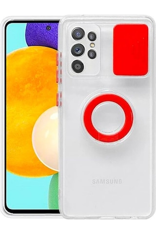 Hepsi Ally Sm Galaxy Uyumlu S21 Ultra S30 Ultra Kılıf Sürgülü Kamera Lens Korumalı Yüzük Standlı Silikon Kılıf- 5775 Pembe