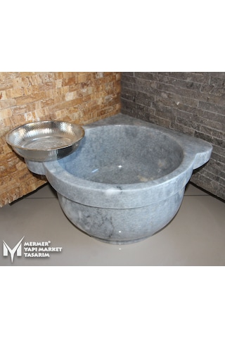 Afyon Gri Mermer Düz Köşe Kurna