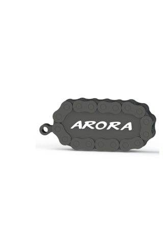 Arora Logolu Özel Tasarım Zincir Detaylı Motosiklet Anahtarlığı Siyah