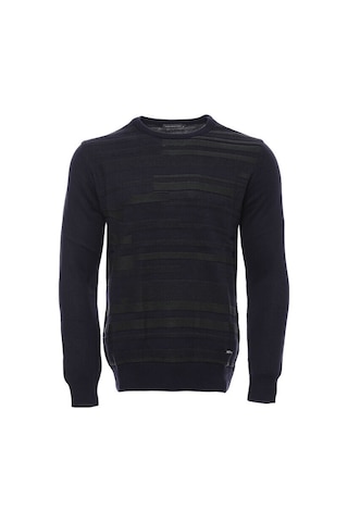 Lacivert Kendinden Desenli Bisiklet Yaka Triko 001