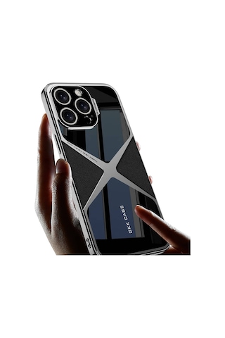 İphone Uyumlu 14 Pro Kılıf Ultra İnce Kamera Korumalı Pc + Deri Arka Yüzey Zore X-pro Kapak-siyah