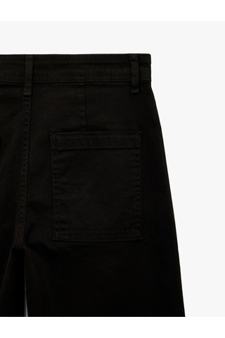 Koton Cepli Rahat Kalıp Kesik Paça Yüksek Bel Jean Pantolon - Culoette Jean Siyah 7wal40002mw