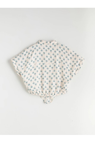 LC Waikiki Lcw Kids Ekru Kız Çocuk Crop Bluz Cream Prınted