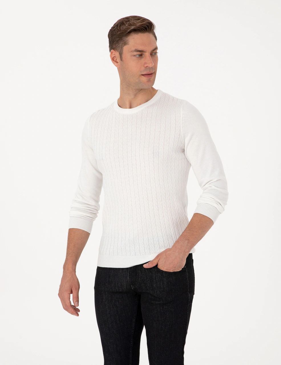 Pierre Cardin Erkek Ekru Kazak /triko 50315717-vr019 Ekru