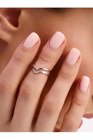 Zoloto Russkih 925 Ayar Gümüş Çift Halkalı Parmak Yüzüğü 145681205 Gri