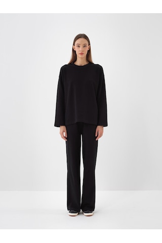 Xint Siyah Pamuk Dokulu Oversize Sweat Pantolon 470456