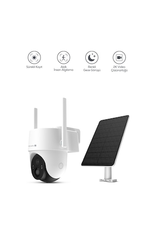 V1 Dış Mekan 4g Ptz Dahili Solar Şarjlı Akıllı Güvenlik Kamerası 2k, 3mp, Aov, 10400mah, Gece Görü