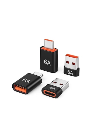 Schitec 6a Usba To Type-c Dönüştürücü Adaptör Hızlı Şarj & Veri Aktarım Adaptörü J624 Siyah