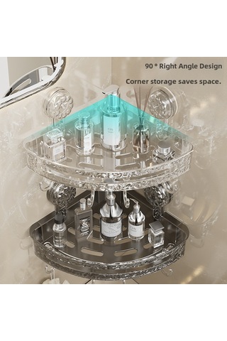 Yunboo Banyo Tuvalet Köşe Dolabı: Süksiyonlu Montajlı, Delme Yok, Plastik Malzeme, Modern Minimalist Stüdyo, Transparan Gri Renkli Depolama Rafı Diğer