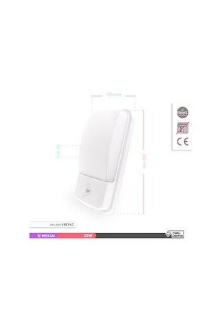 ACK 20W Sensörlü İç ve Dış Mekan LED Duvar Apliği 6500K Beyaz