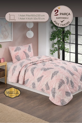 Tek Kişilik Pike Takımı 160x230 Cm Çok Amaçlı Yatak Örtüsü & Battaniye Pembe Siyah