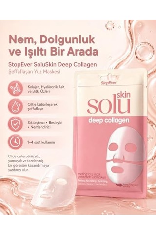 Tr Skin Solu Deep Kolajen Eriyen Yüz Maskesi - Nemlendirici Cilt Bakım Maskesi - Kolajen, Hyalüronik Asit Ve Bitki Ö