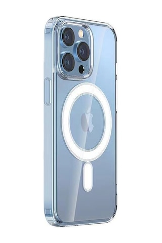 Apple Uyumlu iPhone 14 Pro Kılıf M-safe Şarj Özellikli Şeffaf Sert Pc Zore Embos Kapak Renksiz