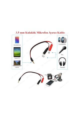 3.5Mm Bilgisayar / Cep Telefonu Kulaklık Mikrofon Ayırıcı Kablo