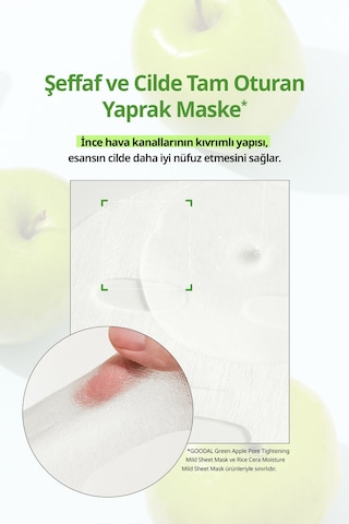 Yeşil Elma İçerikli Yaprak Maske Goodal Green Apple Pore Tightening Mild Sheet Mask