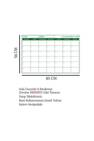2 Adet Aylık Planlayıcı Takvim Yazı Tahtası - 4 Adet Yazı Tahtası