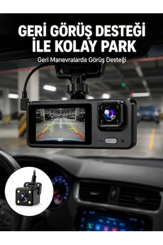 Kargo 1080p 3 Kameralı Araç Dvr Döngü Kayıt Ve Geri Görüş Özellikli Yeni Nesil Najmaddin