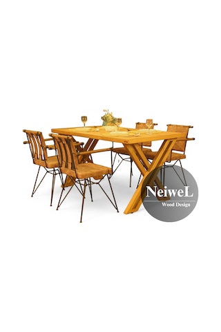 Neiwel Garden Sean Doğal Ahşap Bahçe Yemek Masası-70-100 Açık Ceviz