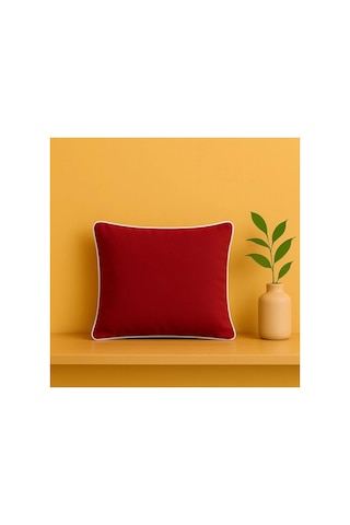 Modern Yılbaşı Konseptli - Dekoratif Kırlent Kılıfı - Kırmızı Beyaz Biyeli Duck Kumaş - 45 X 45 Çok Renkli