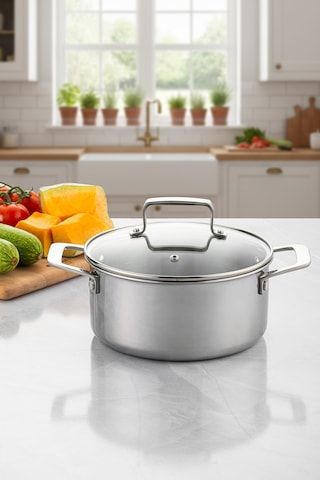 Emsan Pro Tri Ply Derin Tencere Çelik 24 Cm Gümüş