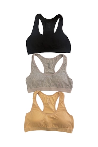 underwear bodyway 3'lü Pedli Kadın Sporcu Büstiyer 90-95 Ten Rengi - Siyah - Gri
