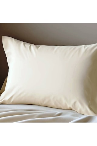 12 Adet Ekru Renk Pamuklu Yastık Kılıfı Kapaklı 50x70 Ekru