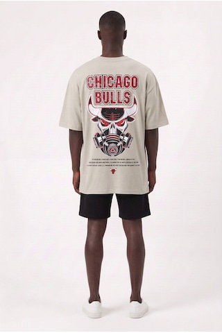 Blow Up Bulls Mask Gri Oversize Erkek T-shirt 11283 SİYAH