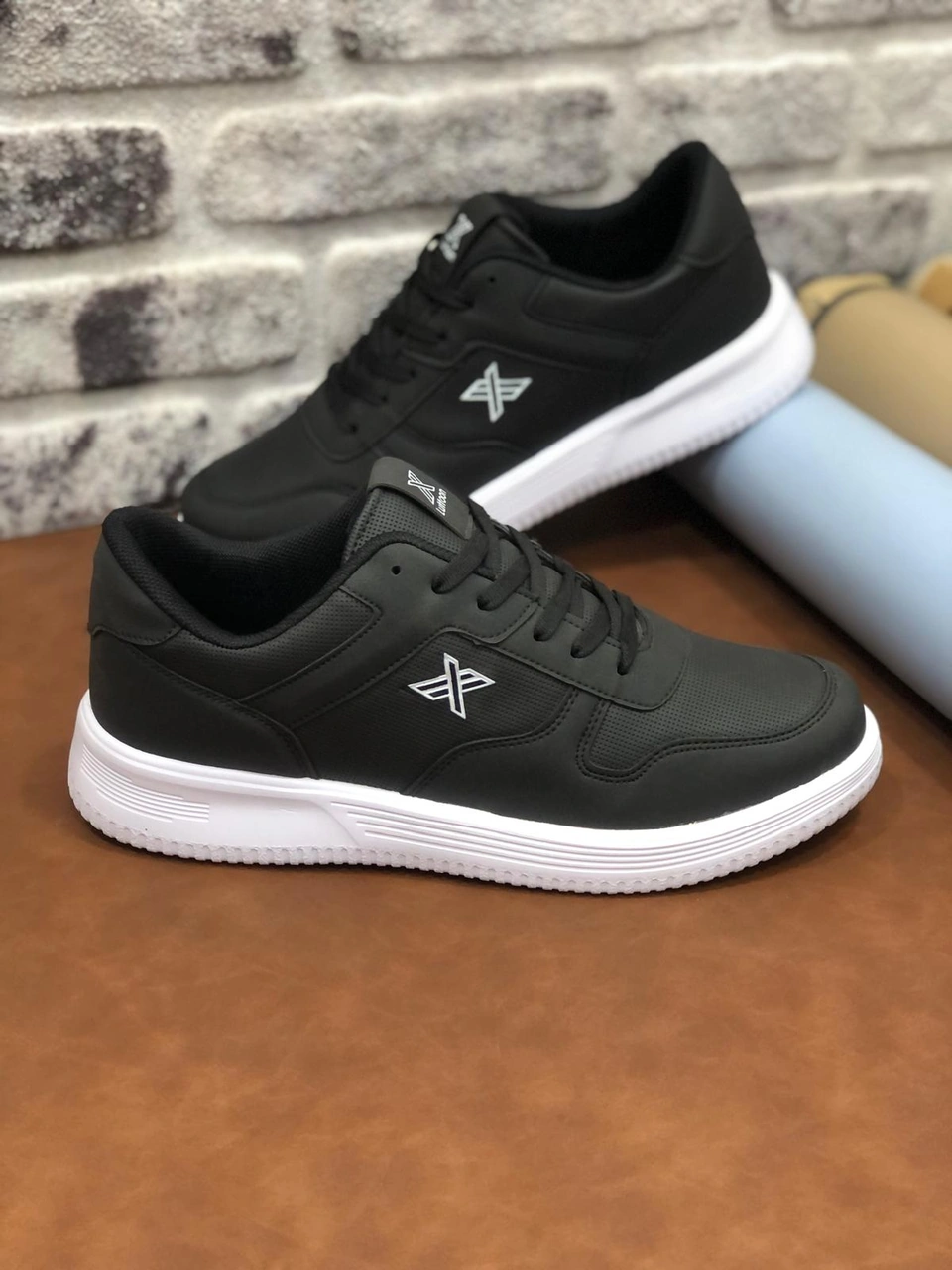 Deritarz Luttoon Büyük Numara 45-46-47-48 Ortopedik Erkek Spor Ayakkabı Siyah Beyaz