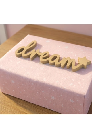 Dream Yazılı Yıldızlı Dekoratif Duvar & Raf Süsü Modern Masaüstü Dekor Bej