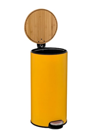 5five Çöp Kovaları Simply Smart Bambou 30 Lt Metal Sarı