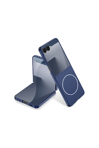 Samsung Galaxy Uyumlu Z Flip 7 Kılıf Wireless Şarj Özellikli Kıpta M-safe Kapak Lacivert