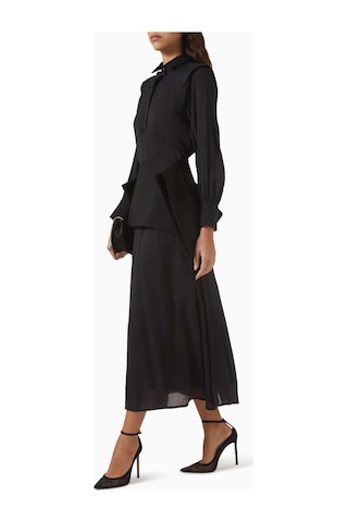 Eegen Studio Ophelia Kemerli Elbise - Crinkle Chiffon Crepe İle Şık Ve Rahat Seçenekler Siyah