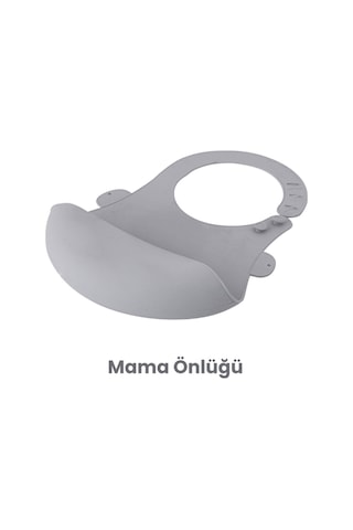3'lü Silikon Beslenme Seti Bpa Free, Silikon Mama Önlüğü + Vakumlu 3 Gözlü Tabak + 2 Adet Kaşık