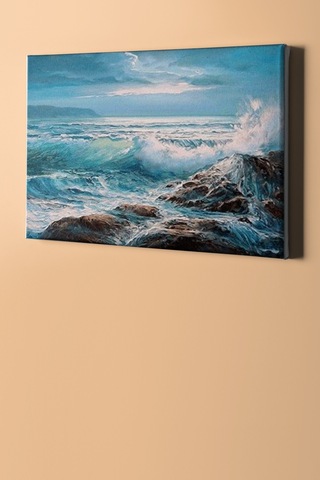 Webstyle Sayılarla Boyama Seti Kasnaklı Turkuaz Dalgalar 60 X 75 Cm