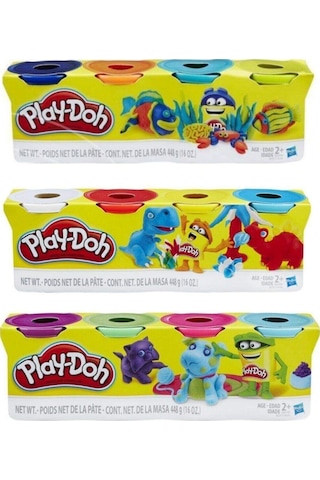 4 Renk Oyun Hamuru 448gr X 3 Paket Çok Renkli