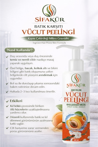 Şifakür Batık Karşıtı Vücut Peelingi 100 Ml Kıl Dönmesi, Pürüzlü Cilt Ve Özel Bölge Bakımı