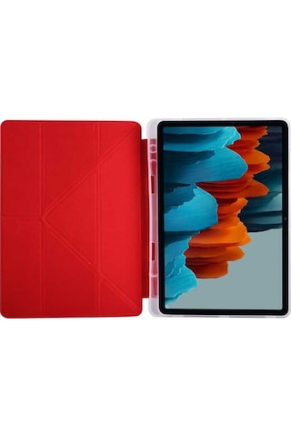 Samsung Uyumlu Galaxy Tab S7 T870 T875 T877 Kılıf Kalem Bölmeli Trifoldi