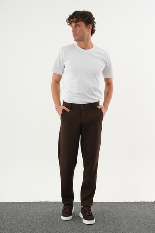 Redline Arden Kışlık Kalın Slim Fit Kemerli Erkek Pantolon Kahverengi