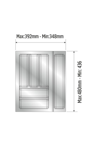 Mutfak Çekmece Içi Düzenleyici, Kaşıklık 39cm X 48cm Yanlar Ve Boydan 4cm Kesilebilir, Antrasit Çok Renkli