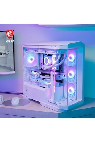 Msı Mag Pano M100r Pz Whıte Temperli Cam 3x120mm 1x120mm Argb Fan Matx Beyaz Panoramik Gaming Bilgisayar Kasası