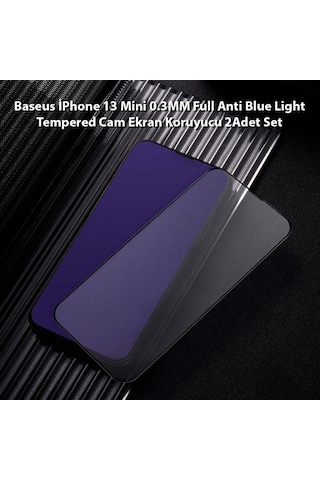 Baseus Apple Uyumlu iPhone 13 Mini 0.3Mm Full Çerçeve Cam Ekran Koruyucu 2 Ad Siyah