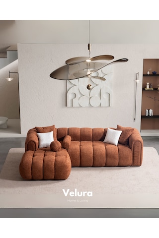 Puffy Premium Uzanmalı Köşe Koltuk Takımı & Oturma Grubu - Kiremit Kiremit