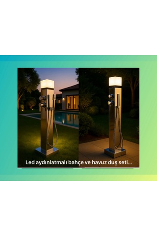 Allimo 304 Paslanmaz Led Aydınlatmalı Bahçe Ve Havuz Duşu