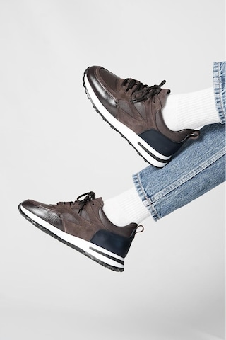 Shoetyle - Kahverengi Hakiki Deri Bağcıklı Erkek Sneaker 115-k511-1328 Kahve Rengi