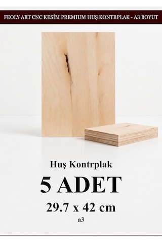 - Huş Kontrplak 5 Adet - A3 29.7 X 42 Cm - 4 Mm Cnc Kesim Lazer Kesim - Yakma - Hobi Seti